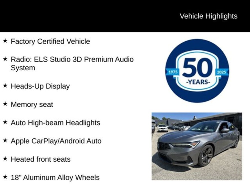 Certified 2025 Acura Integra A-Spec Tech Package Hatchback