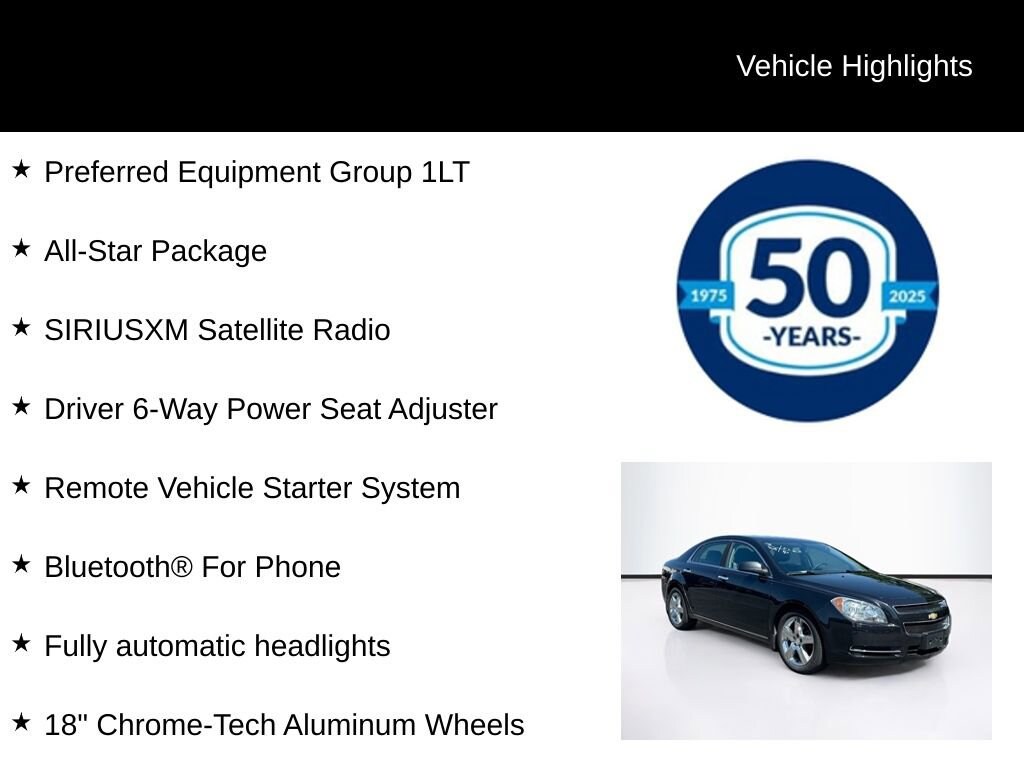 Used 2012 Chevrolet Malibu LT w/1LT Car