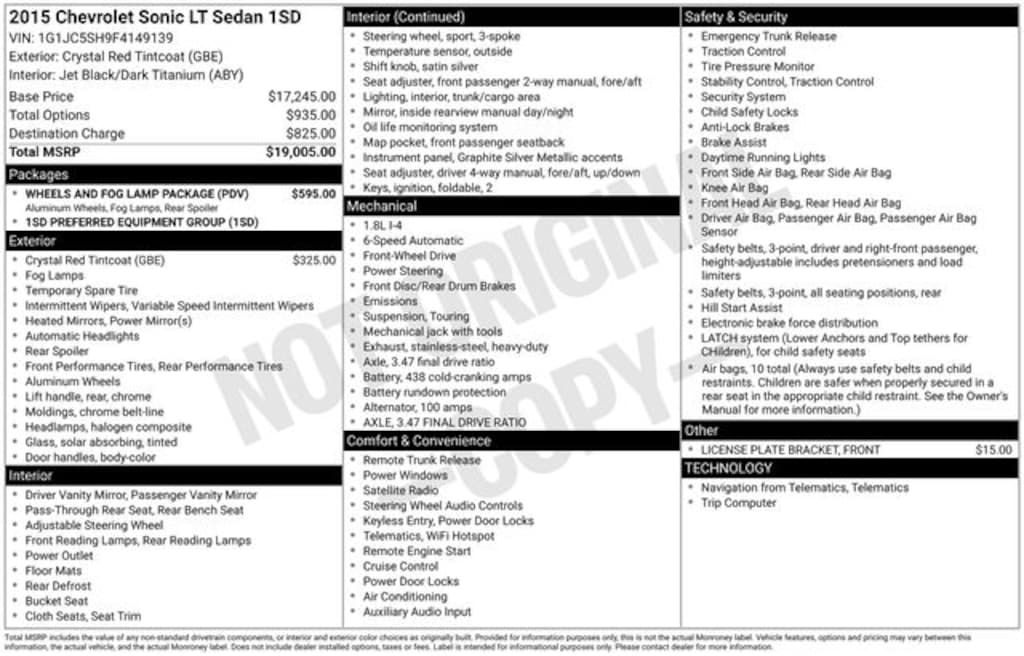 Used 2015 Chevrolet Sonic LT Sedan