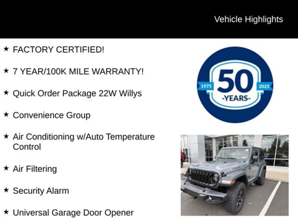 Certified 2025 Jeep Wrangler Willys SUV
