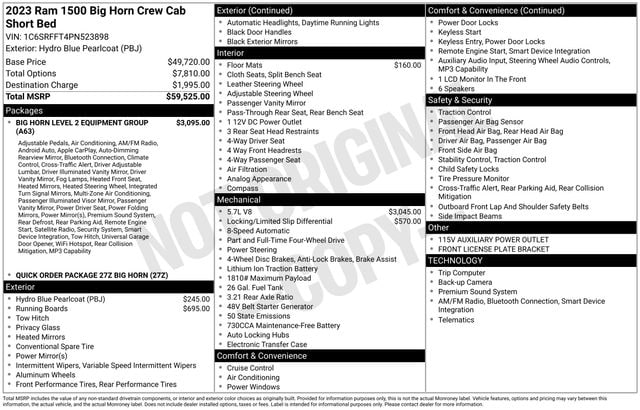 2023 RAM 1500 Big Horn/Lone Star 4x4 Crew Cab 5'7's photo