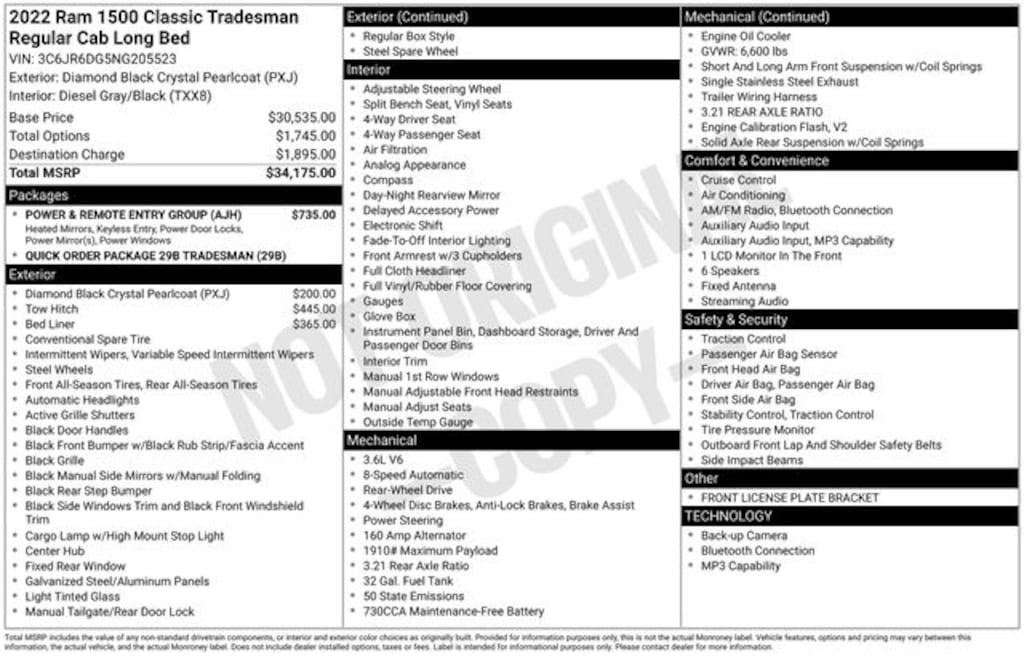 Used 2022 Ram 1500 Classic Tradesman Truck Regular Cab