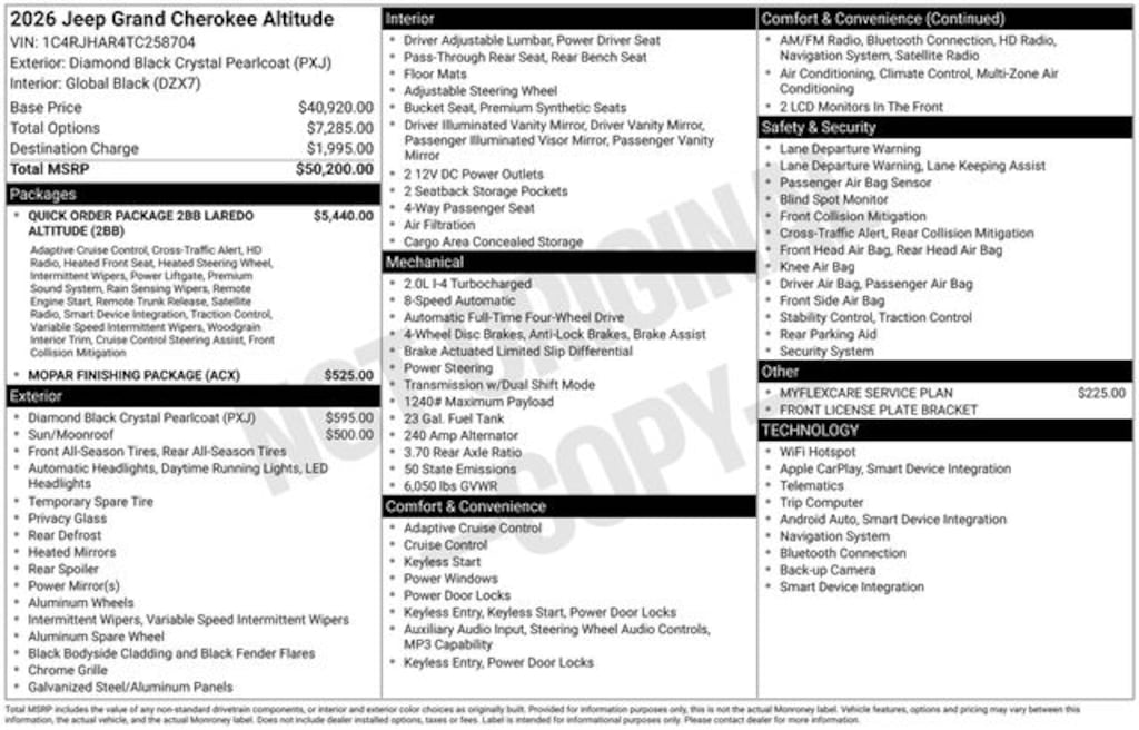 New 2026 Jeep Grand Cherokee Laredo Altitude Sport Utility