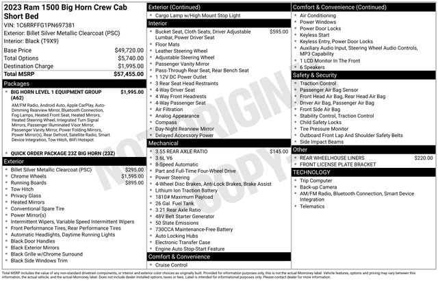 2023 RAM 1500 Big Horn/Lone Star 4x4 Crew Cab 5'7's photo