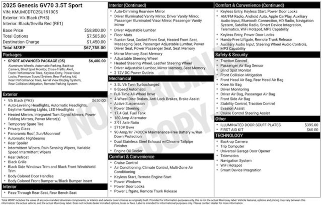 Used 2025 Genesis GV70 3.5T Sport SUV