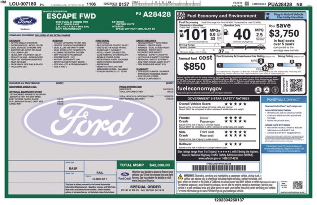 Used 2023 Ford Escape Plug-In Hybrid Base SUV
