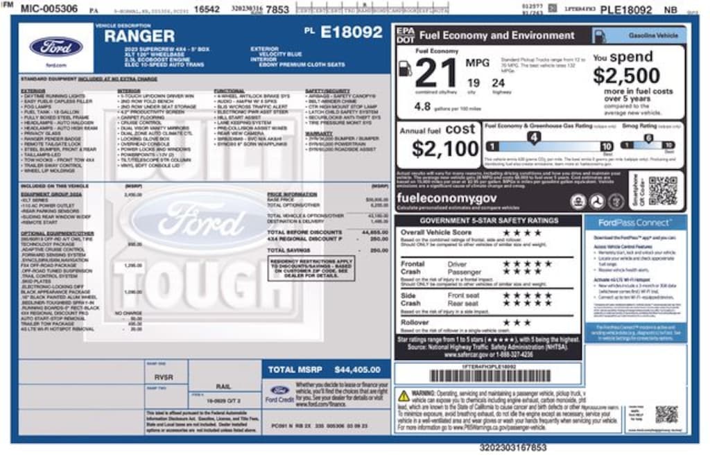 Used 2023 Ford Ranger XLT Truck SuperCrew