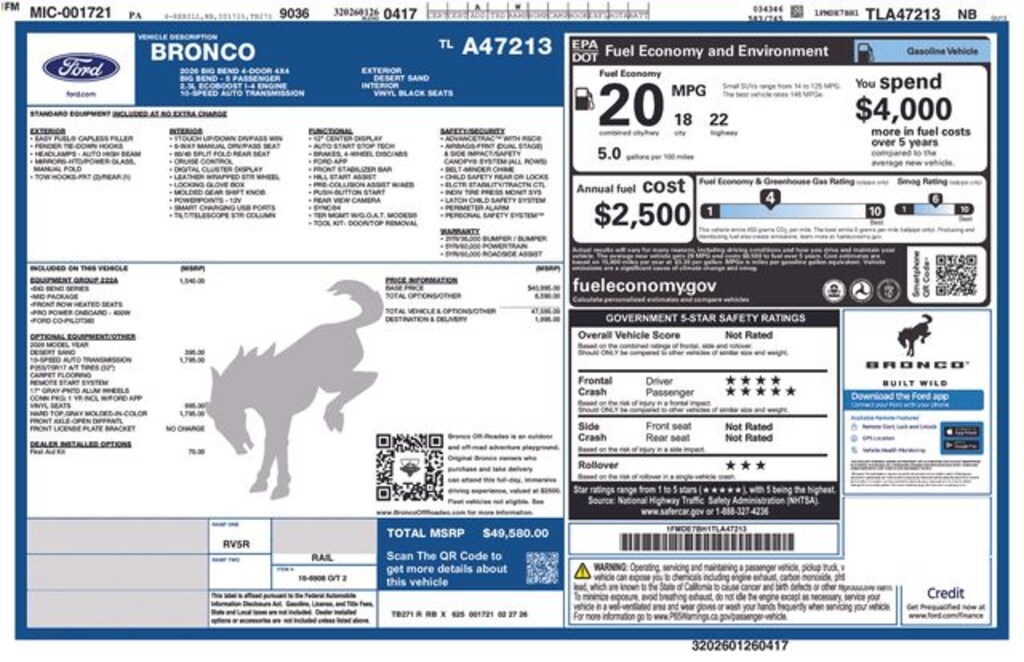 New 2026 Ford Bronco Big Bend SUV