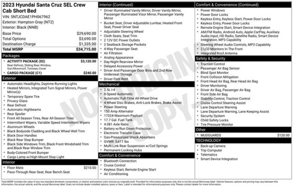 Used 2023 Hyundai Santa Cruz SEL Truck Crew Cab
