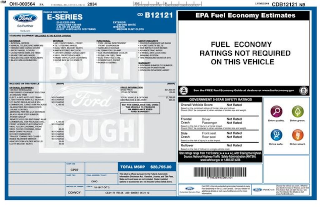 Used 2012 Ford E-250 Commercial Van Cargo Van