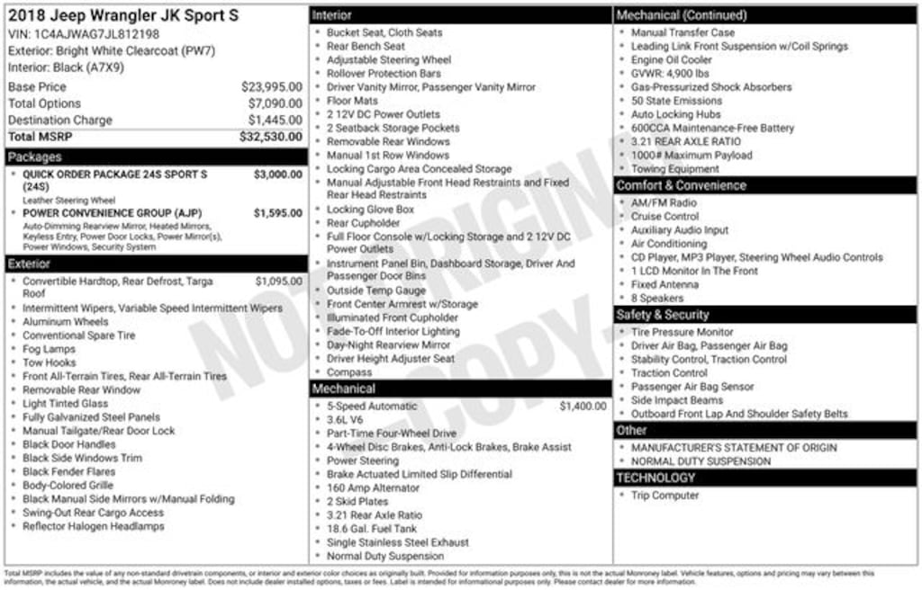 Used 2018 Jeep Wrangler JK Sport SUV