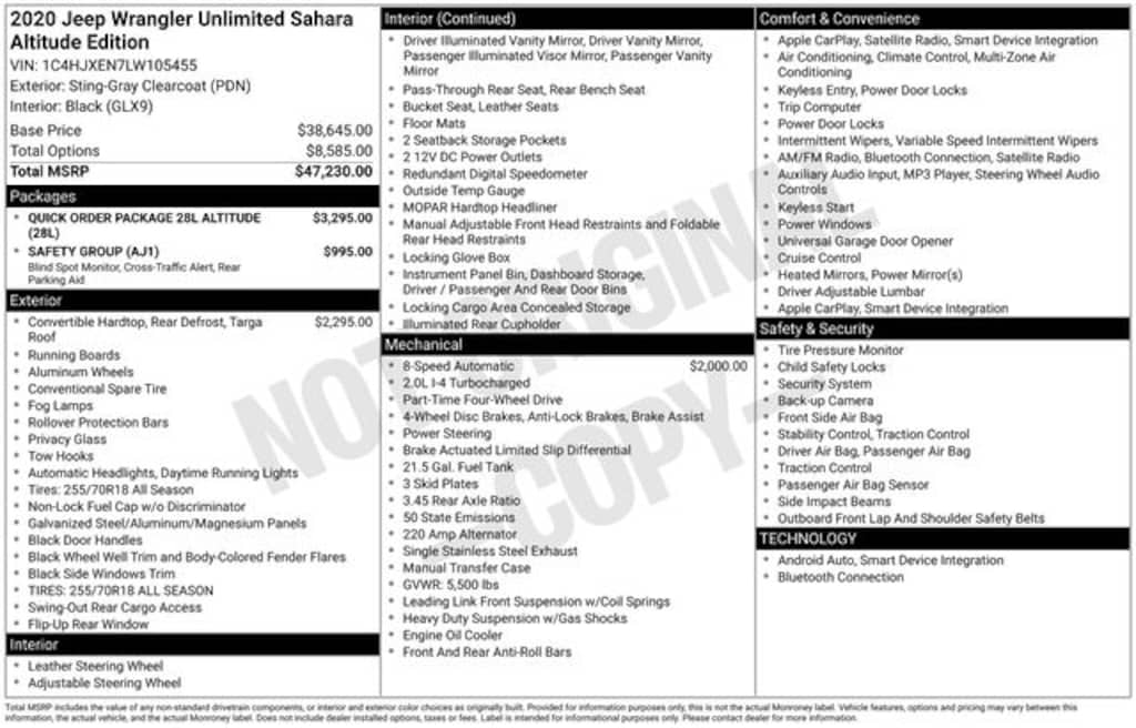 Used 2020 Jeep Wrangler Unlimited Sahara SUV