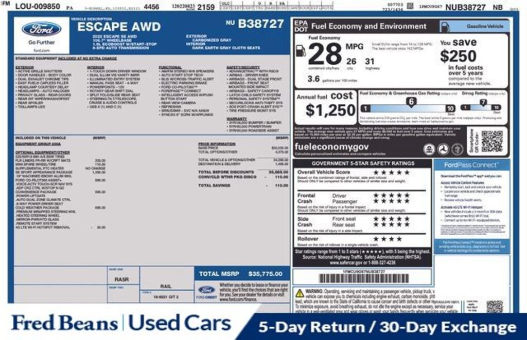 Used 2022 Ford Escape SE SUV
