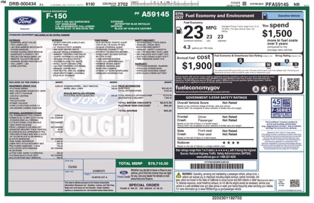 Used 2023 Ford F-150 Platinum Truck SuperCrew Cab