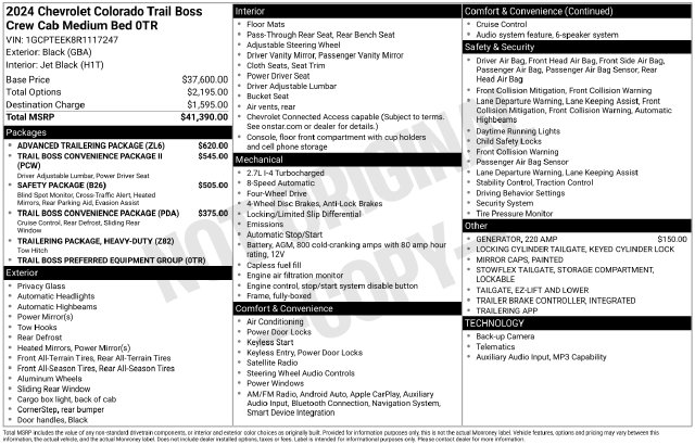 Used 2024 Chevrolet Colorado Trail Boss Truck Crew Cab