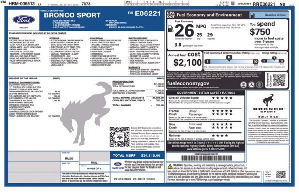 Certified 2024 Ford Bronco Sport Big Bend SUV