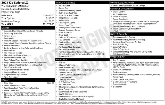 Used 2021 Kia Sedona LX Van Passenger Van