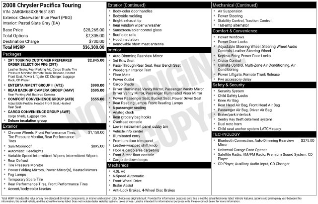Used 2008 Chrysler Pacifica Touring SUV