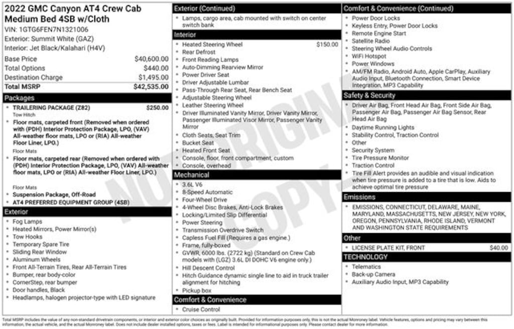 Certified 2022 GMC Canyon AT4 w/Cloth Truck Crew Cab