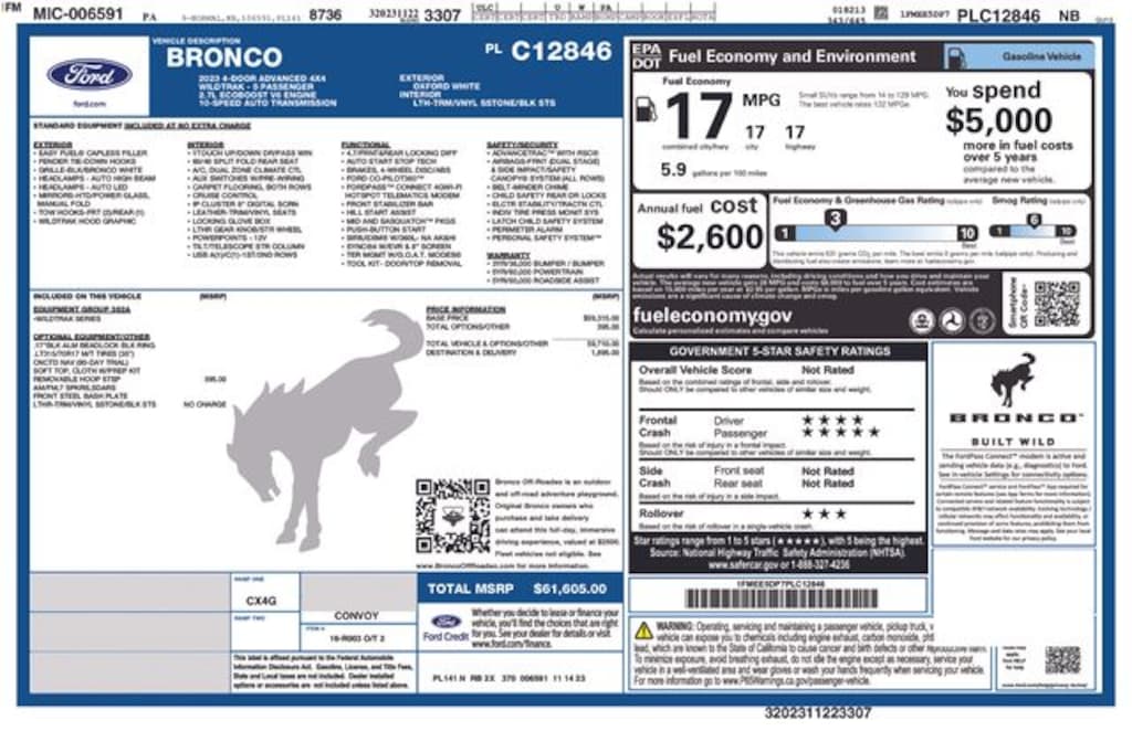 Certified 2023 Ford Bronco Wildtrak SUV