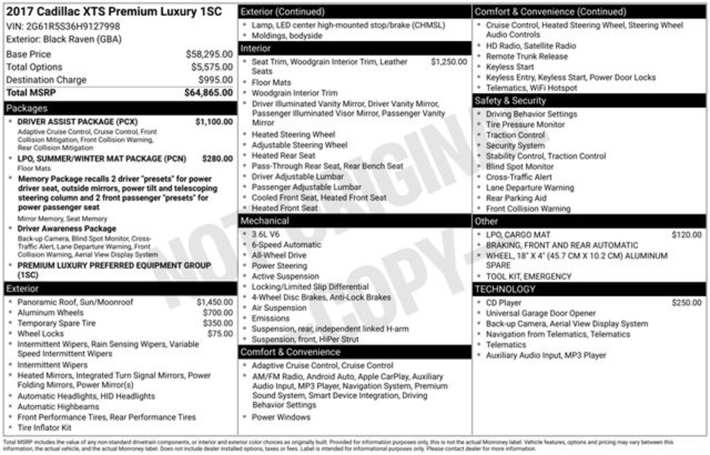 Used 2017 CADILLAC XTS Premium Sedan