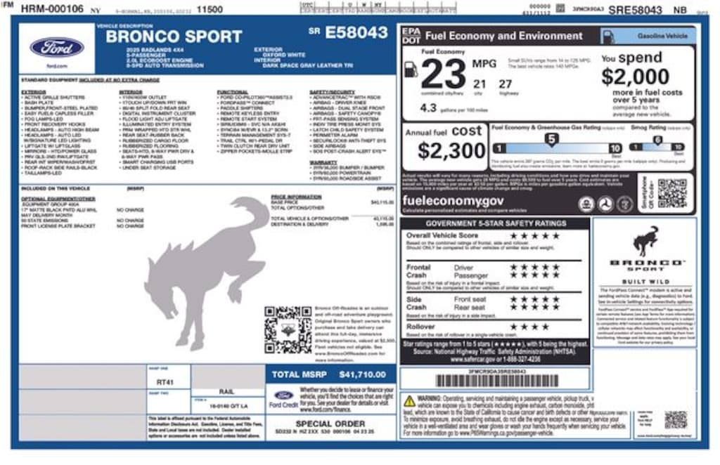 Certified 2025 Ford Bronco Sport Badlands SUV