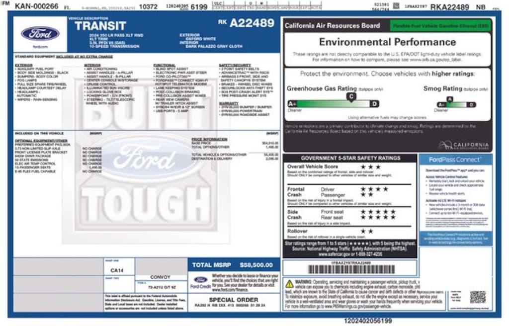 Certified 2024 Ford Transit-350 XLT Wagon Low Roof Van