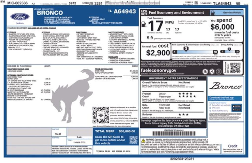 New 2026 Ford Bronco Heritage Edition SUV