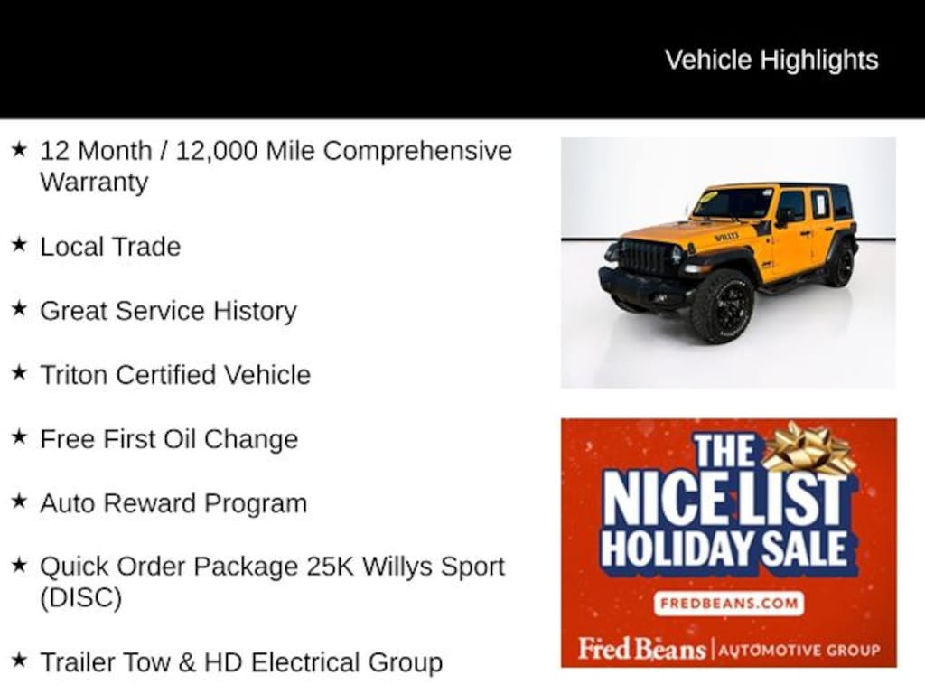 Used 2021 Jeep Wrangler Unlimited Willys SUV