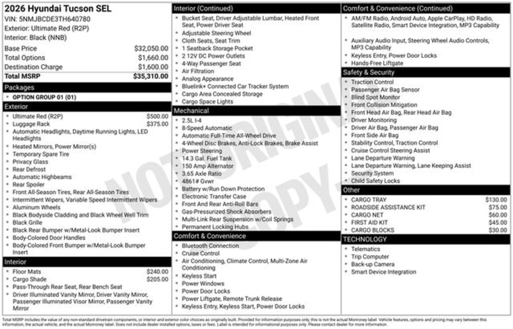New 2026 Hyundai Tucson SEL SUV