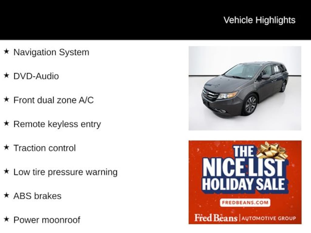 Used 2016 Honda Odyssey Touring Van Passenger Van