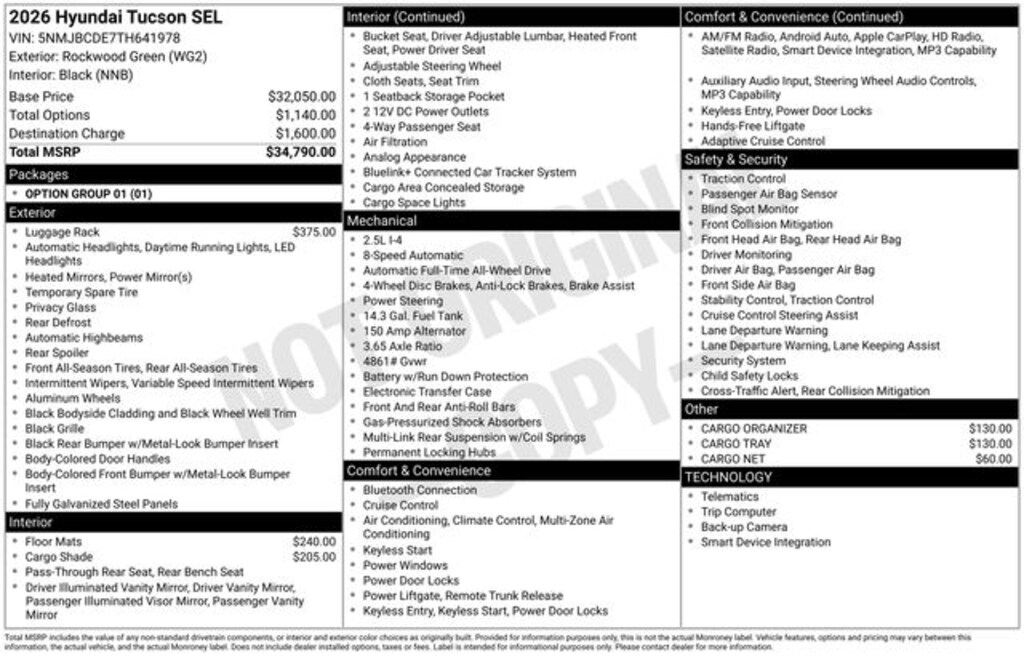 New 2026 Hyundai Tucson SEL SUV