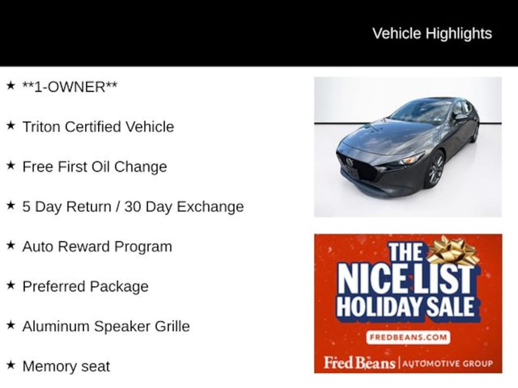 Certified 2019 Mazda Mazda3 Preferred Package Hatchback