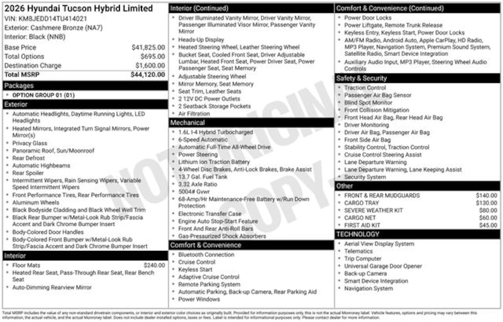 New 2026 Hyundai Tucson Hybrid Limited SUV