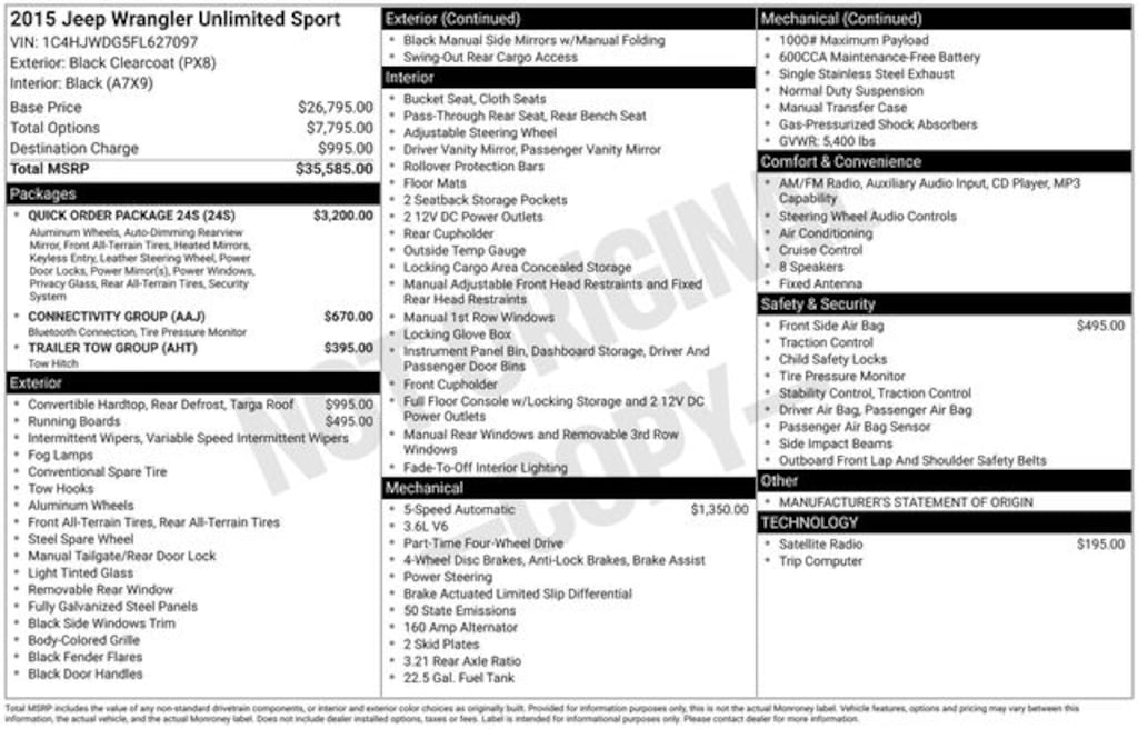 Used 2015 Jeep Wrangler Unlimited Sport 4x4 SUV