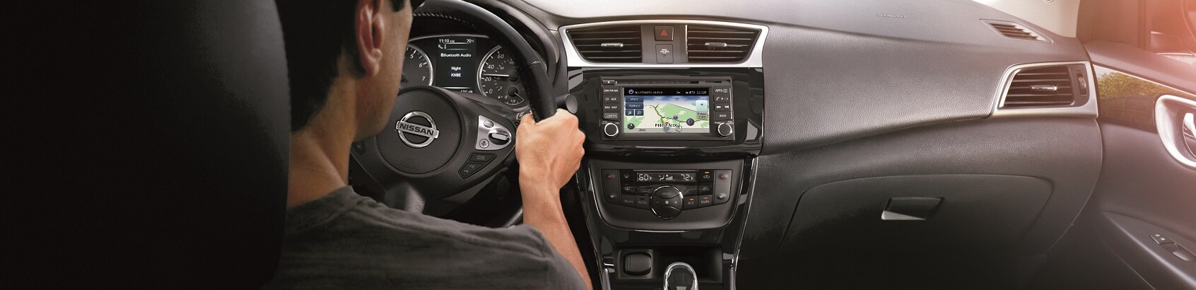 Nissan Sentra Interior Technology - showing steering wheel, dashboard, technology, and more