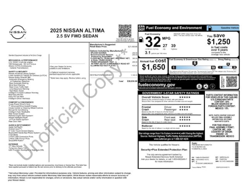 New 2025 Nissan Altima SV Sedan