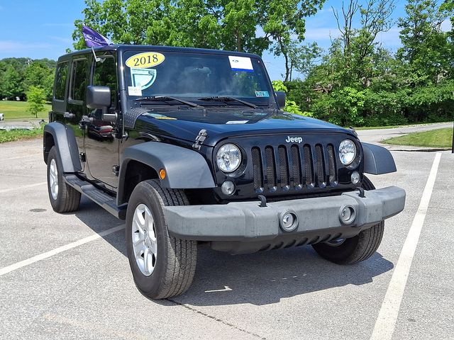 Certified 2018 Jeep Wrangler JK Unlimited Sport with VIN 1C4BJWDG8JL859613 for sale in Exton, PA