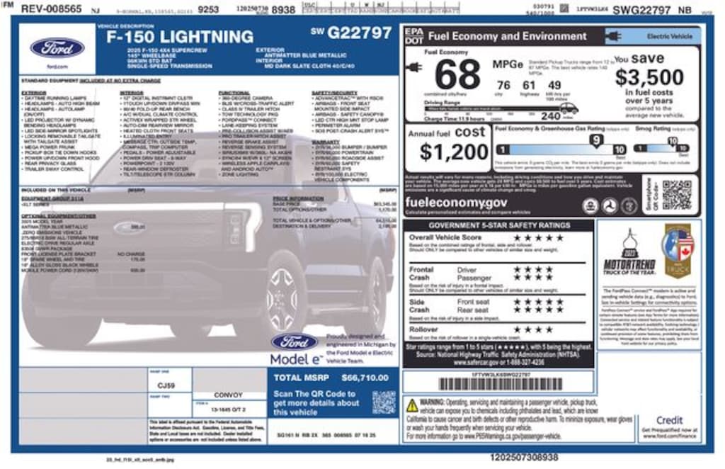 New 2025 Ford F-150 Lightning XLT Crew Cab Short Bed Truck