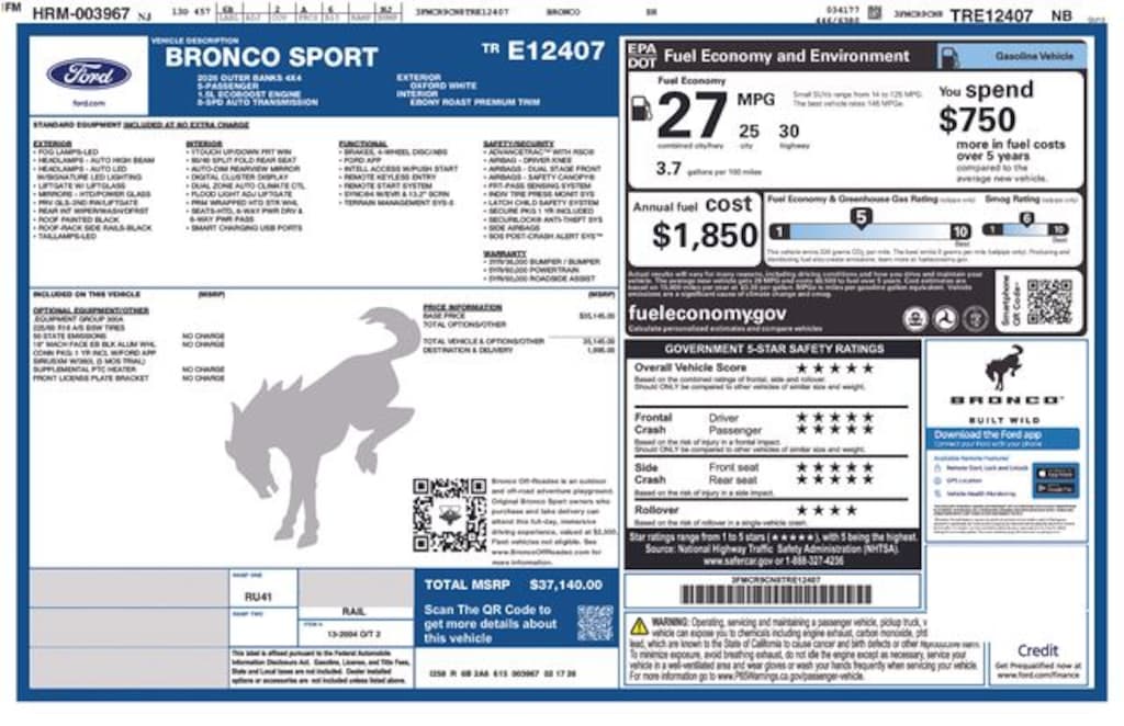 New 2026 Ford Bronco Sport Outer Banks SUV