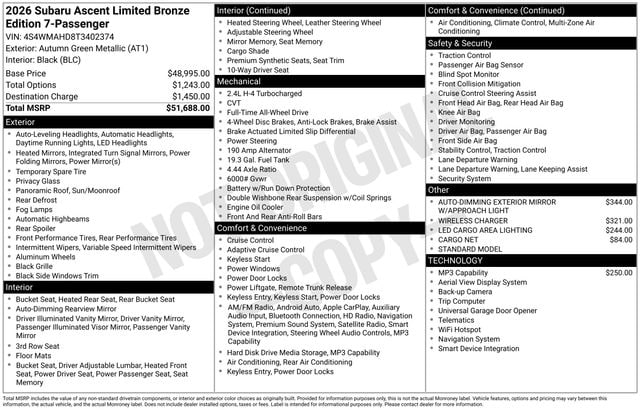 2026 Subaru Ascent Limited Bronze Edition - Photo 11