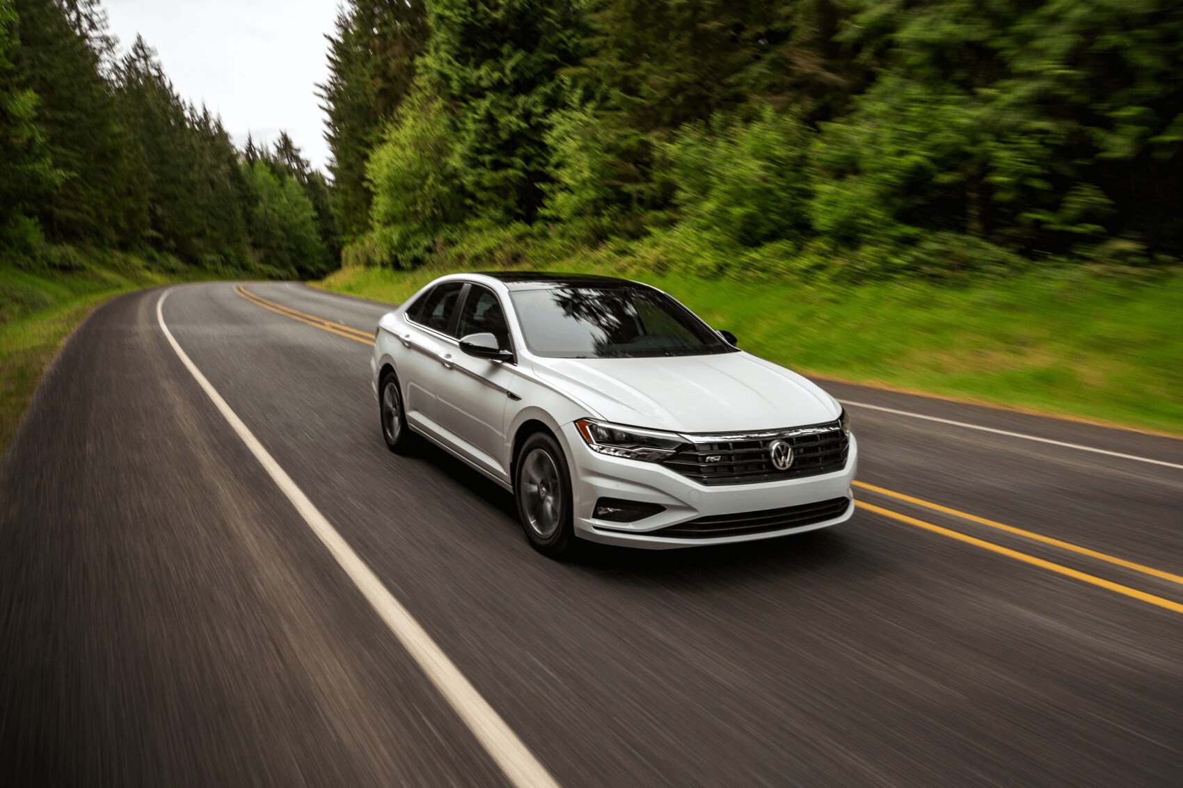 2021 Volkswagen Jetta White Driving Highway Fred Beans VW Devon PA