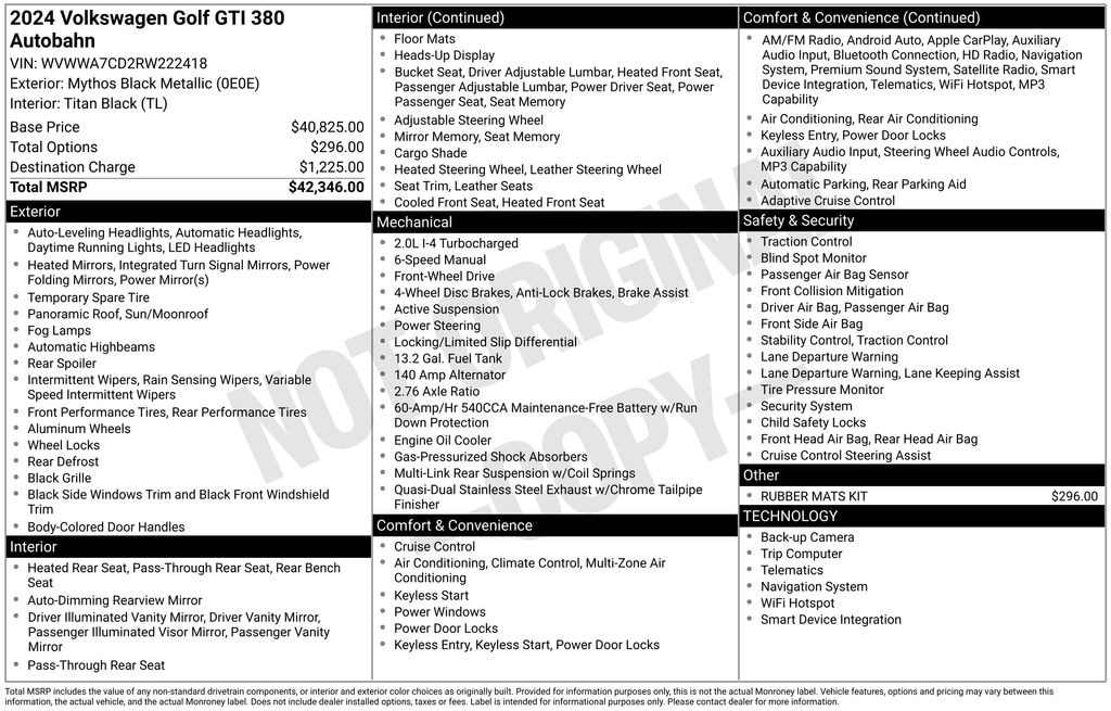 Used 2024 Volkswagen Golf GTI 2.0T 380 Autobahn Hatchback