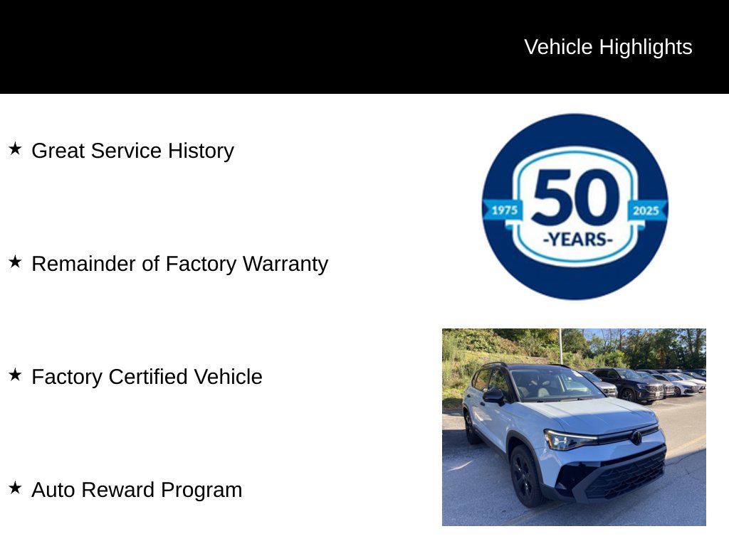 Certified 2025 Volkswagen Taos 1.5T SE Black SUV