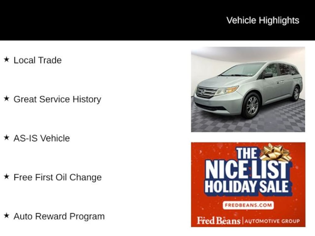 Used 2012 Honda Odyssey EX-L Van