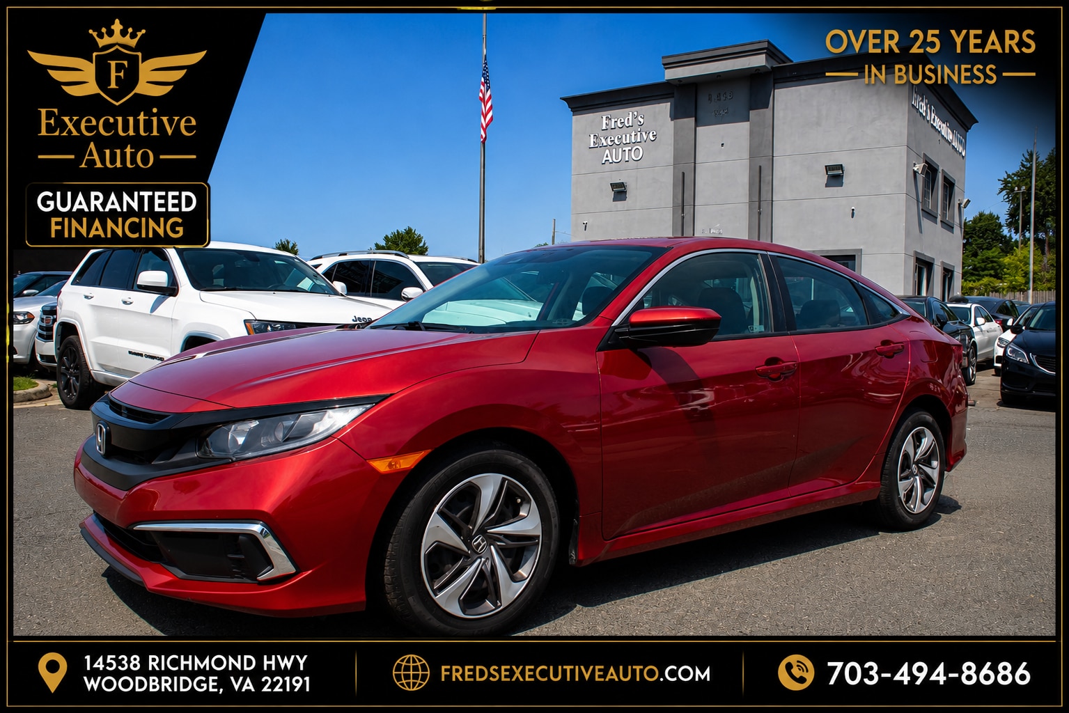 Red 2019 Honda Civic Sedan Front-Wheel Drive Continuously Variable Transmission