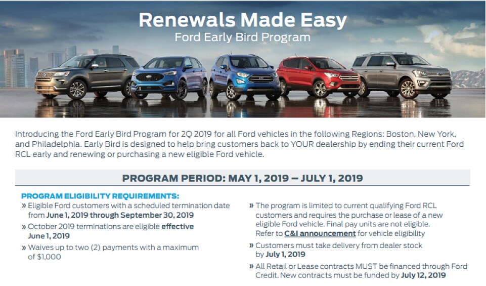 Renewals Made Easy Ford Early Bird Program Ford Dealer NJ