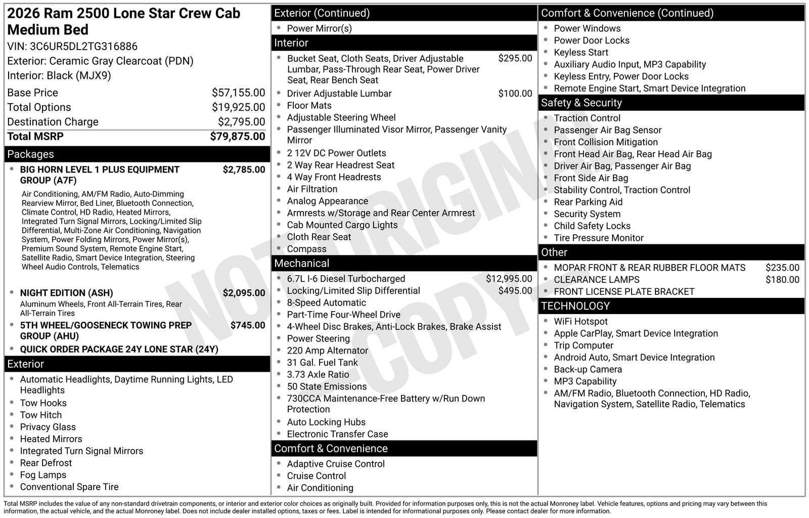 2026 RAM 2500 Big Horn/Lone Star 4X4 Crew Cab SWB's photo