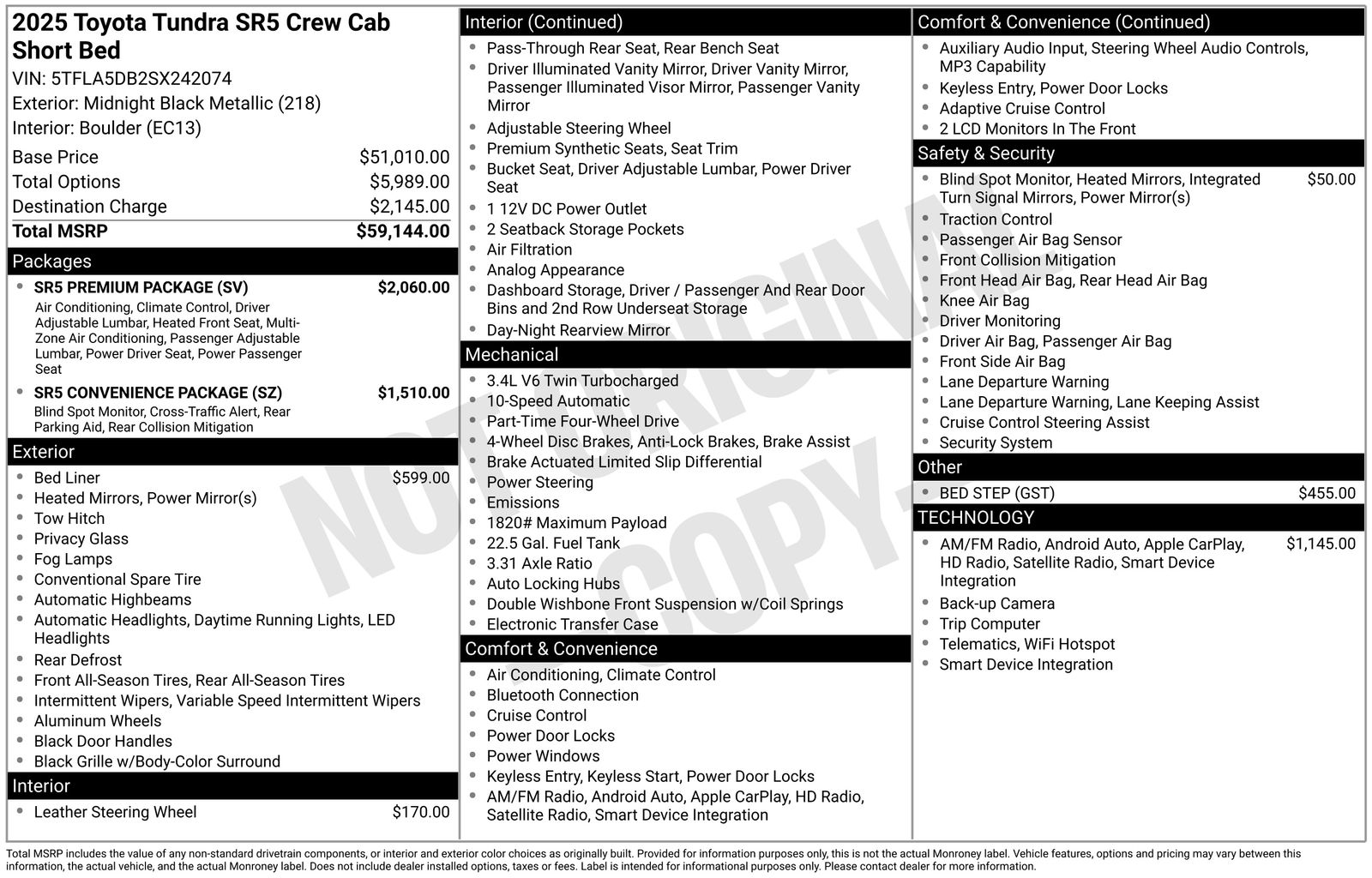 2025 Toyota Tundra SR5 3.4L 4WD CrewMax 5.5' Bed's photo