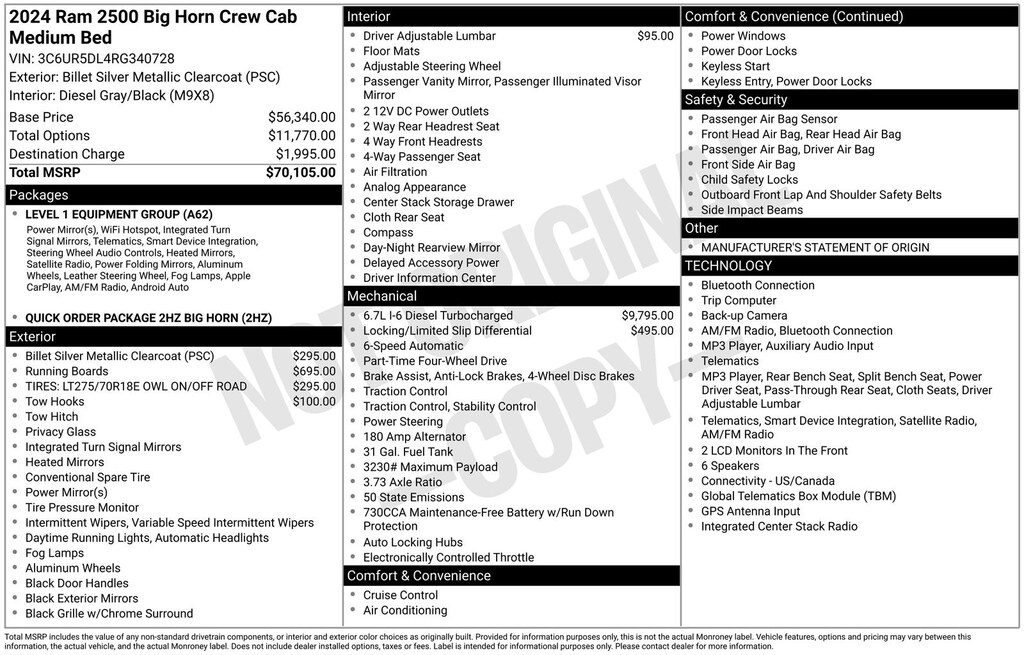 Used 2024 Ram 2500 Big Horn Truck Crew Cab